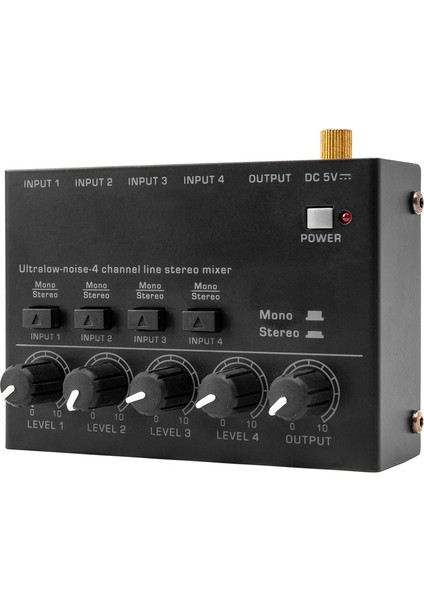 Ultra Düşük Gürültü 4 Kanal Hat Stereo Mikser 4 Giriş 1 Çıkış Dc 5V Taşınabilir Mini Ses Mikrofer Mikrofon Klavye Eu Fişi (Yurt Dışından)