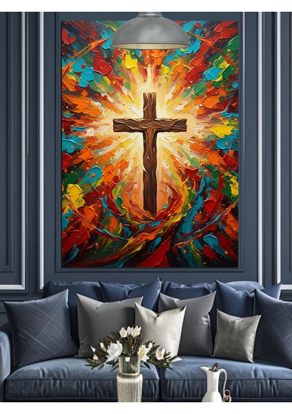 Hristiyanlık Haç Işık Dekoratif Kanvas - Mdf Ahşap Tablo modelleri