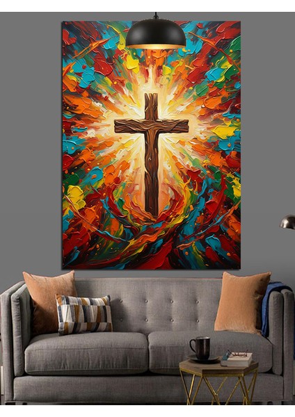Hristiyanlık Haç Işık Dekoratif Kanvas - Mdf Ahşap Tablo fırsatları