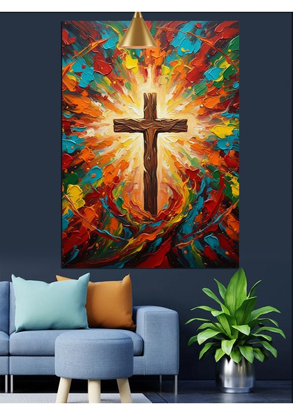 Hristiyanlık Haç Işık Dekoratif Kanvas - Mdf Ahşap Tablo indirimleri