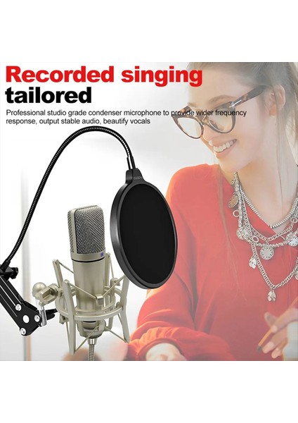 Metal Profesyonel Kondenser Mikrofon Studio Mikrofonu Bilgisayar Oyunları Kayıt Şarkı Söyleme Podcast Ses Kartı (Yurt Dışından)