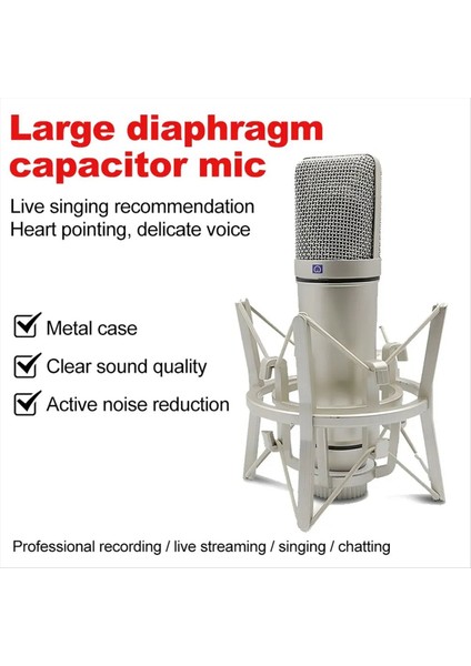 Metal Profesyonel Kondenser Mikrofon Studio Mikrofonu Bilgisayar Oyunları Kayıt Şarkı Söyleme Podcast Ses Kartı (Yurt Dışından) fırsatları
