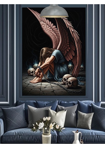 Tutsak Melek ve Kuru Kafalar Dekoratif Kanvas - Mdf Ahşap Tablo modelleri