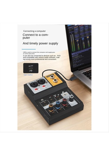 2 Yollu Kayıt Mikseri USB Bilgisayar Harici Ses Kartı Canlı Karaoke Dj Mikser Ses Aşaması Küçük Karıştırma (Yurt Dışından)