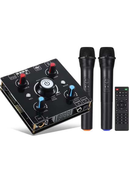 Çift Mikrofon Karaoke Makinesi Bluetooth 5 0 Ses Güç Amplifikatörü Entegre Amp ve U-Disk Oynatıcı Ev Audio Subwoofer (Yurt Dışından)