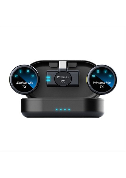 Manyetik Kablosuz Lavalier Mikrofon Gürültü Sesli Video Kayıt Mikrofonu Akıllı Telefonlar Için Siyah (Yurt Dışından)