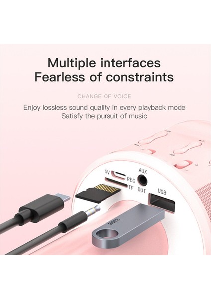 Bluetooth Kablosuz Ev Mikrofon Ktv Oyuncusu Sihirli Ses LED Hafif Aksesuarları Olan Çocuklar Için Kablosuz Ses Pembe (Yurt Dışından) fırsatları