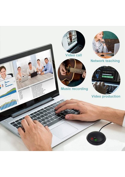 2x Konferans USB Mikrofon Sessiz Düğme LED Göstergesi Fiş ve Oynatma ile Çok Yönlü Kondenser Pc Mikrofonu Oyun Için (Yurt Dışından) modelleri