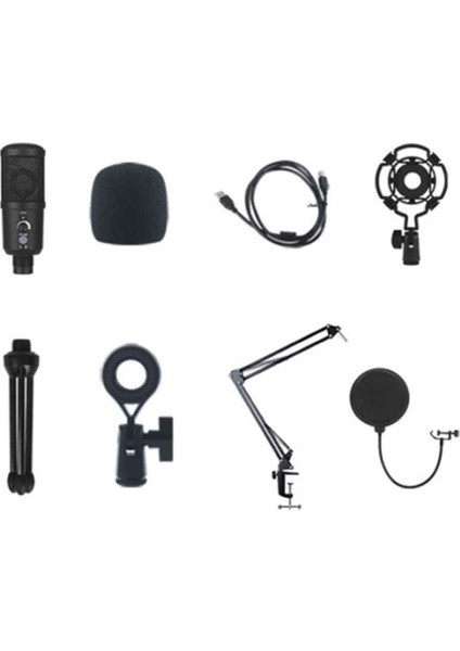 Pc Podcast Mikrofonu Için Bom Podcast Mikrofon Için Oyun USB Mikrofon Gürültü Iptali Kondenser Mikrofon A (Yurt Dışından)