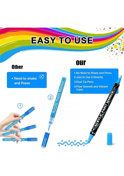 36 Renk Boya Kalemleri Boya Işaretleri Çift Uç Premium Ahşap Tuval Için Akrilik Boya Işaretleri Taş Kaya Resim (Yurt Dışından) modelleri