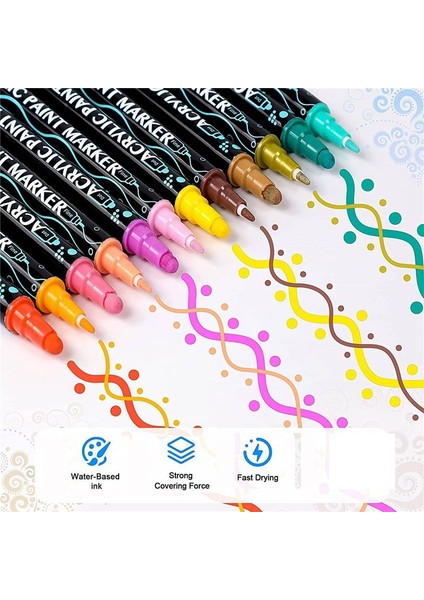 36 Renk Boya Kalemleri Boya Işaretleri Çift Uç Premium Ahşap Tuval Için Akrilik Boya Işaretleri Taş Kaya Resim (Yurt Dışından) fırsatları