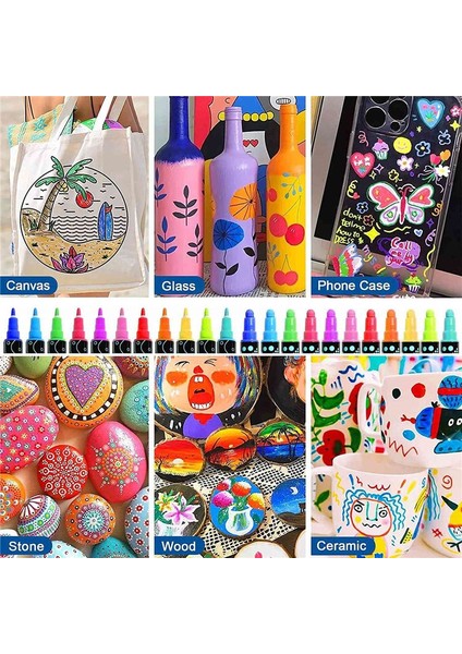 36 Renk Boya Kalemleri Boya Işaretleri Çift Uç Premium Ahşap Tuval Için Akrilik Boya Işaretleri Taş Kaya Resim (Yurt Dışından) indirimleri