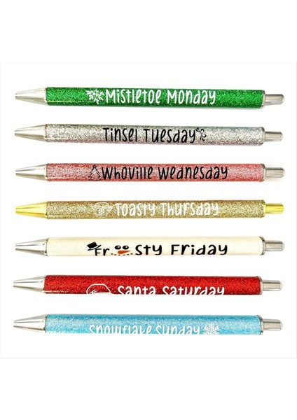 7pcs Noel Hafta Içi Kalemler Komik Sözler ile Parıltı Kalemi Canlı Pasif Süslü Kalemler Sevimli Ler (Yurt Dışından)
