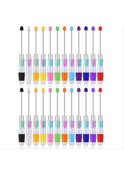 24 Adet Çok Renkli Boncuklu Kalemler 4&#39 Ü 1 Arada Renkli Boncuklar Kalem Diy Yapımı Kiti Öğrencileri Için Geri Çekilebilir Tükenebilir Kalem Kalemleri (Yurt Dışından)