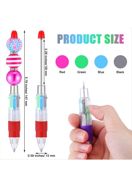 24 Adet Çok Renkli Boncuklu Kalemler 4&#39 Ü 1 Arada Renkli Boncuklar Kalem Diy Yapımı Kiti Öğrencileri Için Geri Çekilebilir Tükenebilir Kalem Kalemleri (Yurt Dışından) fiyatları