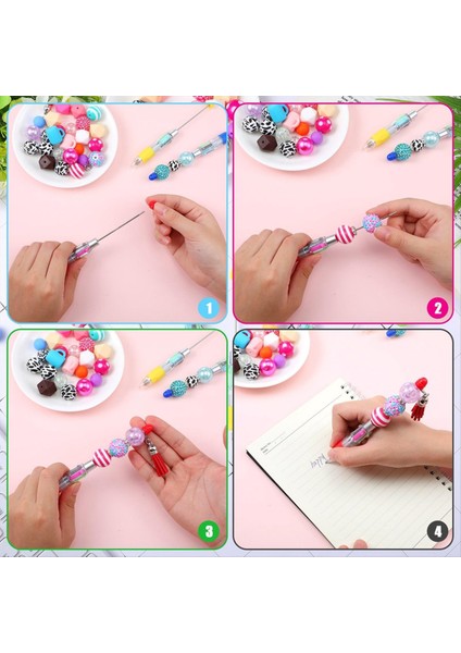 24 Adet Çok Renkli Boncuklu Kalemler 4&#39 Ü 1 Arada Renkli Boncuklar Kalem Diy Yapımı Kiti Öğrencileri Için Geri Çekilebilir Tükenebilir Kalem Kalemleri (Yurt Dışından) fırsatları