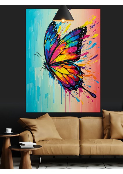 Tek Renkli Kelebek Uçuyor Dekoratif Kanvas - Mdf Ahşap Tablo fiyatları