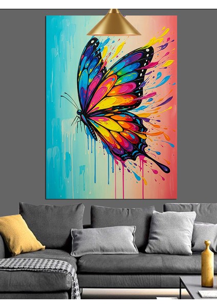 Tek Renkli Kelebek Uçuyor Dekoratif Kanvas - Mdf Ahşap Tablo modelleri