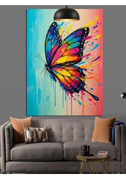 Tek Renkli Kelebek Uçuyor Dekoratif Kanvas - Mdf Ahşap Tablo indirimleri