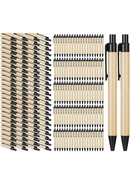 200 Paket Siyah Tükenmez Kalemler Orta Nokta Geri Çekilebilir Kalemler Ekofli Dostu Kalemler Geri Dönüştürülmüş Kraft Kağıt Kalemler Dökme Ofis Okulu (Yurt Dışından)