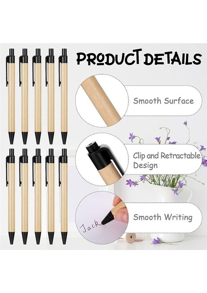 200 Paket Siyah Tükenmez Kalemler Orta Nokta Geri Çekilebilir Kalemler Ekofli Dostu Kalemler Geri Dönüştürülmüş Kraft Kağıt Kalemler Dökme Ofis Okulu (Yurt Dışından) fiyatları