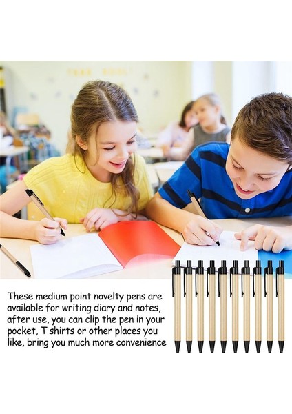 200 Paket Siyah Tükenmez Kalemler Orta Nokta Geri Çekilebilir Kalemler Ekofli Dostu Kalemler Geri Dönüştürülmüş Kraft Kağıt Kalemler Dökme Ofis Okulu (Yurt Dışından) modelleri