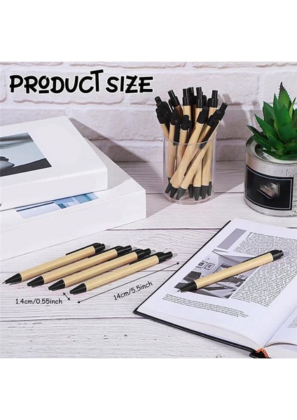 200 Paket Siyah Tükenmez Kalemler Orta Nokta Geri Çekilebilir Kalemler Ekofli Dostu Kalemler Geri Dönüştürülmüş Kraft Kağıt Kalemler Dökme Ofis Okulu (Yurt Dışından) fırsatları