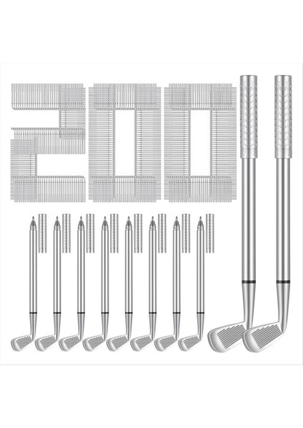 200PCS Golf Beyaz Pens Dekoratif Golf Kulübü Kalemleri Ofis Meslektaşları Ofis Kırtasiye Malzemeleri Gümüş (Yurt Dışından)