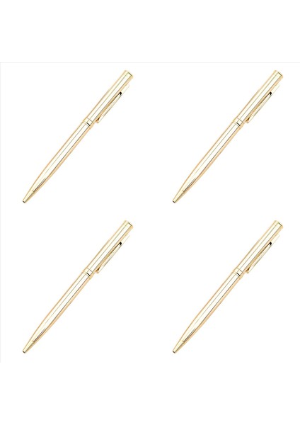 4x Metal Beyaz Kalem Paslanmaz Çelik Dönen Top Kalem Okul Ofisi Parlak Yazma Noktası 1 0mm (Altın) (Yurt Dışından)