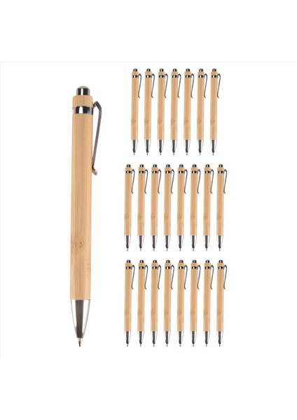 24 Adet Bambu Geri Çekilebilir Tükenme Kalem Siyah Mürekkep 1 mm Ofis Ürünleri Kalemler Bambu Tükenmez Kalem Ahşap Tükenmiş Kalemler (Yurt Dışından)