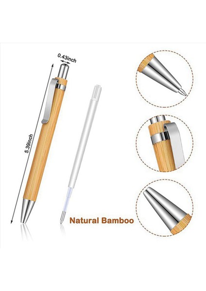 105 Pcs Ofis ve Okul Malzemeleri Sürdürülebilir Kalem Bambu Geri Çekilebilir Tükenebilir Kalem Yazma Aracı (Siyah Mürekkep) (Yurt Dışından) indirimleri