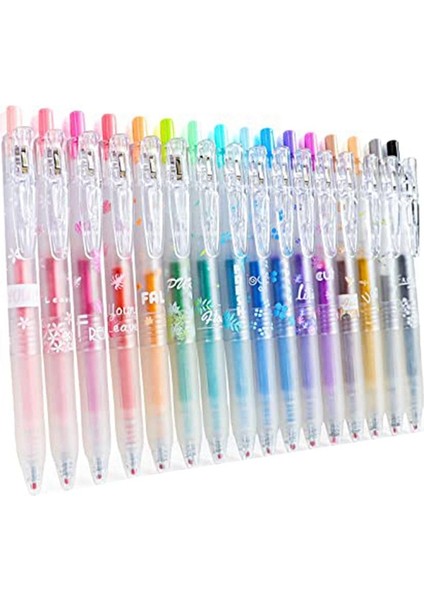 Glitter Jel Mürekkep Kalemi 16 Çeşitli Renk Geri Çekilebilir Jel Kalem Seti 0 7mm Ince Uç Renkli Günlük Kalemi Boyama Çizimi (Yurt Dışından)