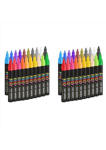 2x Boya Kalemleri Boya Işaretleri 20 Renkler Yağ Tabanlı Su Geçirmez Boya Işaretçisi Kalem Seti Asla Sol Kalma Kuru ve Kalıcı (Yurt Dışından)