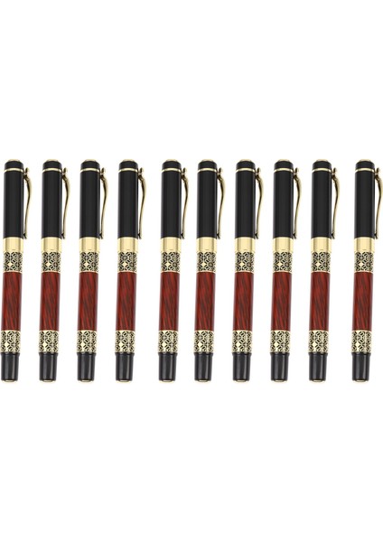 10X Çin Klasik Roller Top Kalemi Zarif Altın Metal Beyaz Kalem Imza Okulu Öğrenci Si (Yurt Dışından)