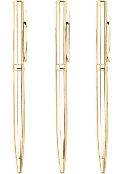 3x Metal Beyin Pen Paslanmaz Çelik Dönen Top Kalem Okul Ofisi Parlak Yazma Noktası 1 0mm (Altın) (Yurt Dışından)