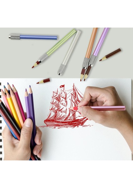 6pcs Metal Renk Çubuk Tek Uçlu Kalem Uzatma Kalem Extender Kalem Kalem Uzatma Kalem Kılıfı (Yurt Dışından) indirimleri