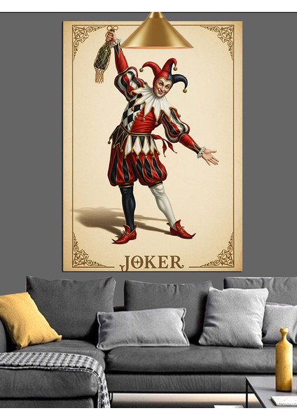 Joker Palyaço Kart Komik Dekoratif Kanvas - Mdf Ahşap Tablo