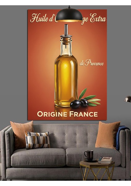 Lezzetli Zeytinyağı Cam Şişe Reklam Afişi Dekoratif Kanvas - Mdf Ahşap Tablo