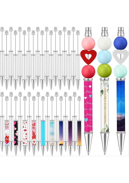 36PCS Süblimasyon Boncuklu Kalemler Metalik Siyah Mürekkep Kalemleri Dıy Isı Transfer Tükenme Kalemleri Okul Malzemeleri (Yurt Dışından)