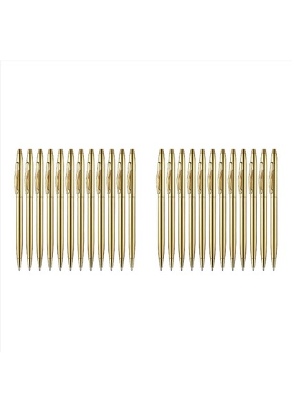 24 Adet Altın Ince Tükenmez Kalemler Siyah Mürekkep 1 mm Orta Nokta Metalik Geri Çekilebilir Kalemler Öğretmenler Ofisi (Yurt Dışından)