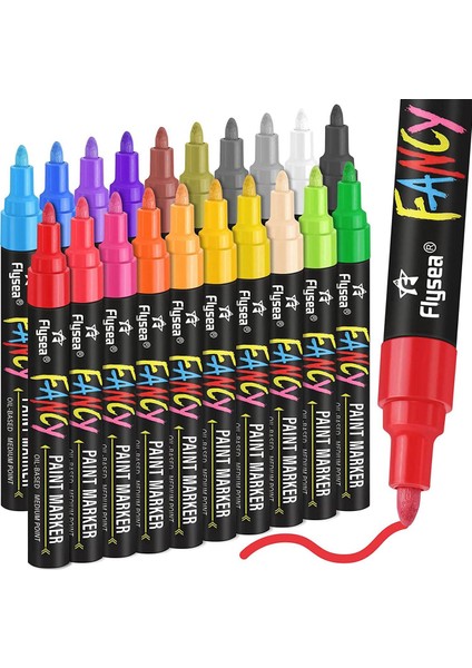 Boya Kalemleri Boya Işaretleri 20 Renk Yağ Tabanlı Su Geçirmez Boya Işaretçisi Kalem Seti Asla Hızlı Kuru ve Kalıcı Solmaya (Yurt Dışından)