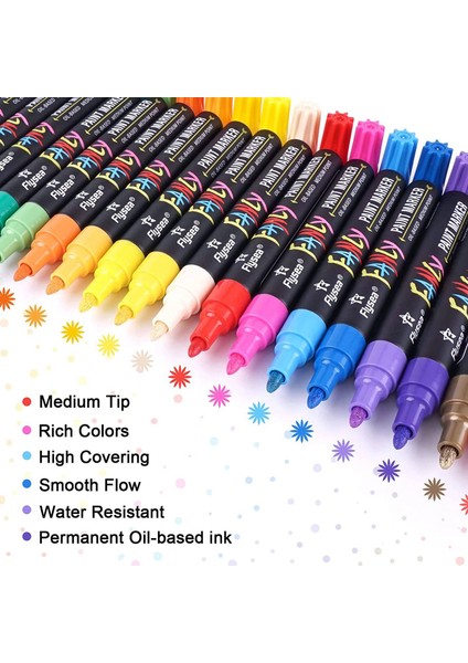 Boya Kalemleri Boya Işaretleri 20 Renk Yağ Tabanlı Su Geçirmez Boya Işaretçisi Kalem Seti Asla Hızlı Kuru ve Kalıcı Solmaya (Yurt Dışından) modelleri