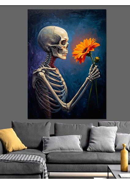 Iskelet Papatya Çiçeği Hediye Dekoratif Kanvas - Mdf Ahşap Tablo fiyatları