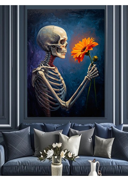 Iskelet Papatya Çiçeği Hediye Dekoratif Kanvas - Mdf Ahşap Tablo modelleri