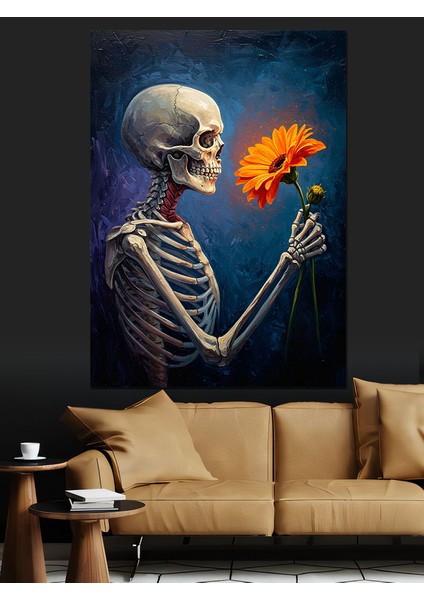 Iskelet Papatya Çiçeği Hediye Dekoratif Kanvas - Mdf Ahşap Tablo indirimleri