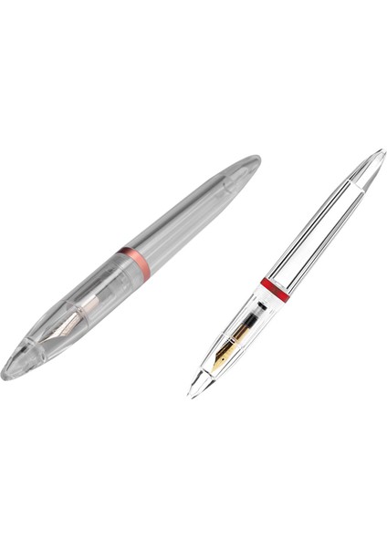 2x 0 5mm Nib Çeşme Kalemi Gözlü Kapasiteli Şeffaf Kalemler Ofis Okulu Gül Altın ve Kırmızı (Yurt Dışından)