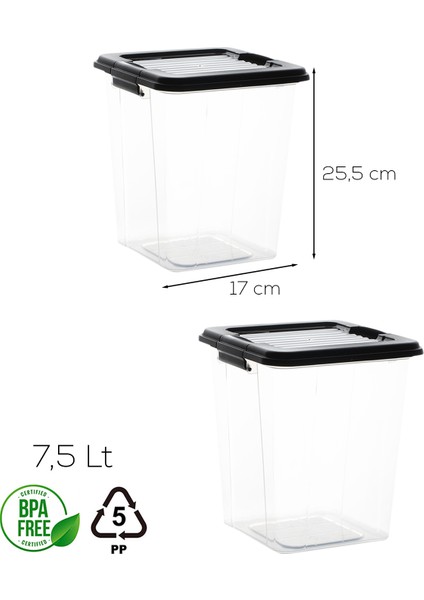 4378 2li Mega Boy Hava Geçirmez Deterjan Saklama Kabı Erzak Saklama Kabı Seti Gri 7,5lt fırsatları