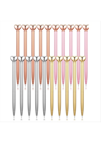 20PCS Sevgililer Kalem Kalp Şekleli Metal Pens Sevgililer Ler Kalp Dekoratif Partisi Partisi Favors Okulu Için (Yurt Dışından)