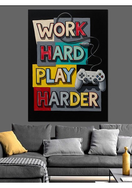 Çalış Kazan Eğlen Afişi Dekoratif Kanvas - Mdf Ahşap Tablo indirimleri