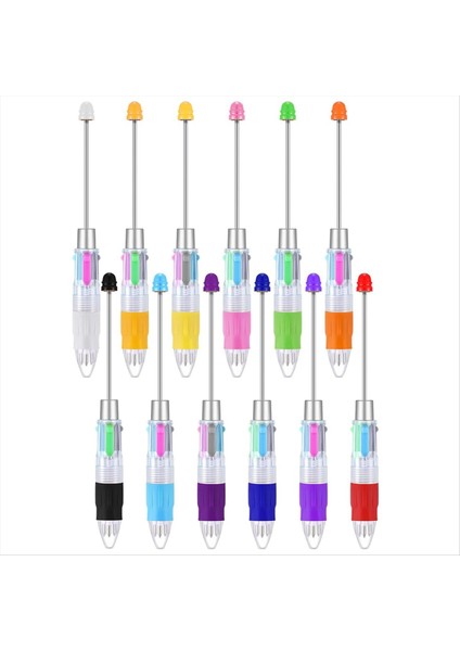 12 Adet Çok Renkli Boncuk Kalemleri 4in1 Renkli Boncuklar Kalem Dıy Yapma Kiti Öğrencileri Çocuklar Için Geri Çekilebilir Tazminat Kalemleri (Yurt Dışından)